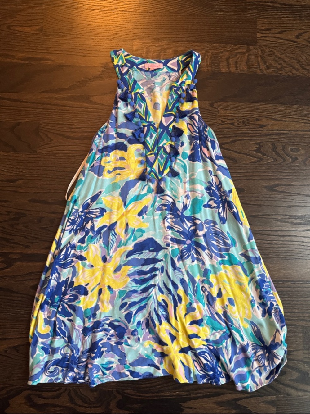 Lilly Pulitzer Colorful Abstract Floral Tank Top in Blue, Teal & Yellow